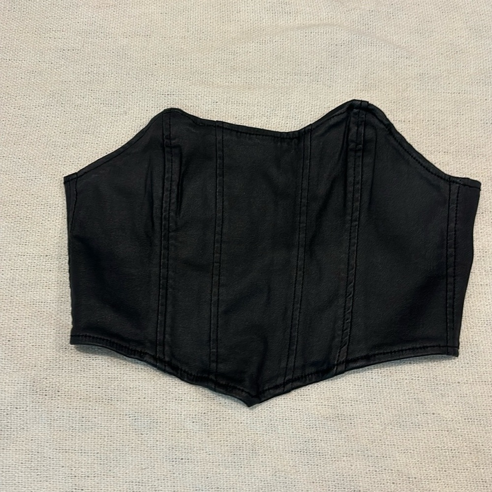 Edikted black faux leather top